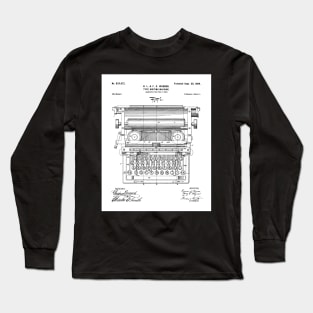 Typewriter Patent - Writer Editor Book Shop Decor Art - White Long Sleeve T-Shirt